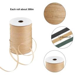 6.5mm preto kraft ráfia largura fio embalagem fio fita artesanato jóias para festival diy decoração e tecelagem verde escuro 300m - Image 2