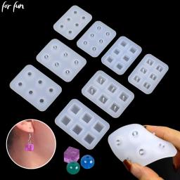Moldes de silicone para contas divertidas, brincos pingentes com furos, molde de resina, molde de bola cubo, joias DIY, colar e pulseira 10mm, 8mm - Image 1