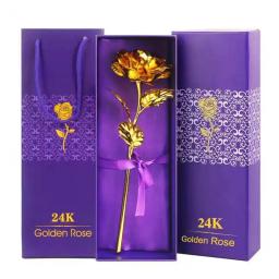 Flores artificiais criativas de rosa dourada 24K com caixa de presente para o dia das mães, dia dos namorados, aniversário, ação de graças - Image 2