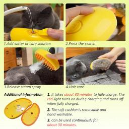 Escova de vapor 3 em 1 para cão e gato, pente elétrico para pêlos de animais, massagem e grooming suprimentos, depilação - Image 4