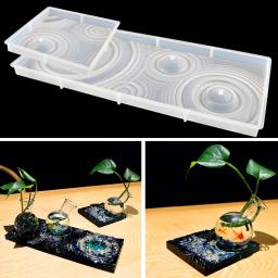 Novo círculo vaso base de cola epoxy silicone molde diy quadrado vaso de flores bandeja suporte planta água moldes para resina decoração para casa - Image 1
