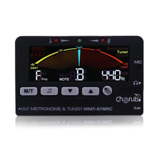 Querubim WMT-578RC: Sintonizador e Metrônomo Embutido com Display LCD para Flauta e Saxofone - Acessórios de Alta Qualidade em Preto e Vermelho