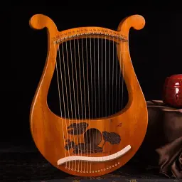 Harpa de mogno e lira de 19 cordas, instrumento musical portátil com chave de afinação, corda sobressalente para iniciantes, espaço exterior, lótus, ganso selvagem - Image 3