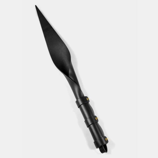 Chicote de Couro Genuíno Willow Leaf 53cm Preto para Treinamento Equestre