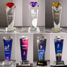 Diamante estilo cristal troféu personalizado criativo high-end casa decoração, excelente funcionários reunião anual competição prêmio, 1pc - Image 1