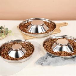 Tigela de alimentação para animais de estimação em aço inoxidável, bacia de comida lenta para cães, prato para beber gatos, suprimentos de alimentação para animais de estimação - Image 6