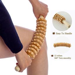 Rolo de massagem dobrável de madeira, ferramentas massageadoras de terapia de madeira, drenagem linfática, ponto de gatilho de celulite, liberação muscular manual, 1 peça - Image 2