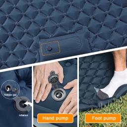 Almofada de dormir dupla para acampar colchão inflável com travesseiro ao ar livre esteira cama almofada bomba embutida 2 pessoa para caminhadas de viagem - Image 3