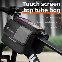 Oeste Biking-Bicicleta Quadro Tubo Top Frente Bag, caixa do telefone, Touch Screen Armazenamento, MTB Road Bike Bag, Acessórios de ciclismo, 7,0" - Image 6