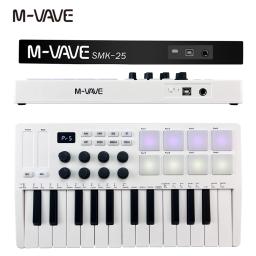 M-VAVE-MIDI Pad Controller Keyboard, Mini USB, 25 Key, 16 RGB Drum Pads, 8 Knobs, Software de Produção Musical Incluído, SMK-25 II - Image 1