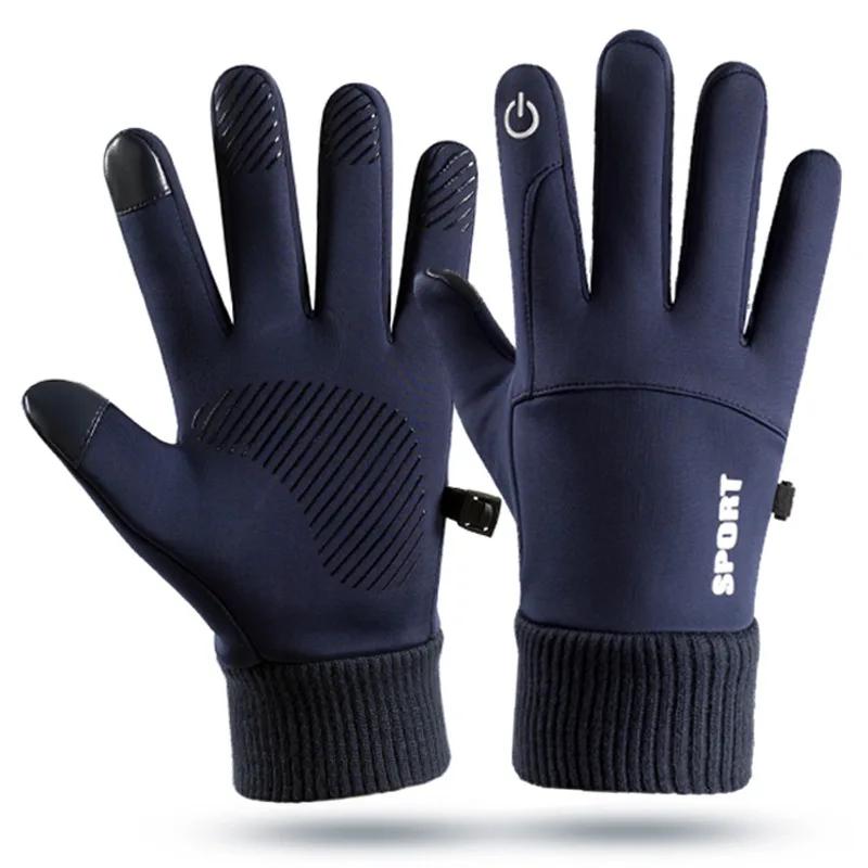 Luvas impermeáveis do velo dos dedos completos, windproof, morno, tela de toque, esportes ao ar livre, corrida, motocicleta, esqui, ciclismo, inverno - Image 1