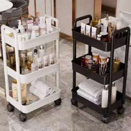 Casa multi-camada pequeno carrinho de armazenamento rack de chão ao chão cozinha quarto banheiro rack de armazenamento com rodas - Image 5