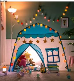 Tenda infantil interior jogos ao ar livre jardim tipi princesa castelo dobrável cubby brinquedos tendas enfant quarto casa teepee playhouse - Image 3