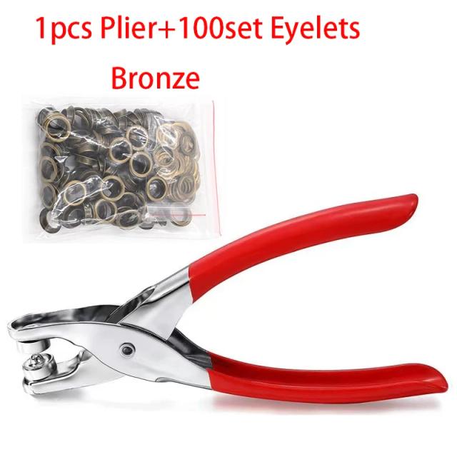 Kit de ferramentas manuais DIY com metal ilhó e soco para artesanato em couro - 100 conjuntos de 4mm para cintos e chapéus