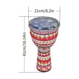 Portátil Africano Hand Drum para crianças, instrumento de percussão, colorido Art Pattern, Tambourine presente, Djembe, 8 Polegada - Image 6