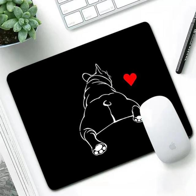 Mouse Pad Antiderrapante Universal com Design de Buldogue e Gato - Ideal para Gaming e Escritório em Desktop e Laptop