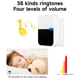 Impermeável campainha ao ar livre sem fio, Casa Chime Kit, Plug UE, remoto Plug UE, Jardim e Casa, Armazém, 300m - Image 5