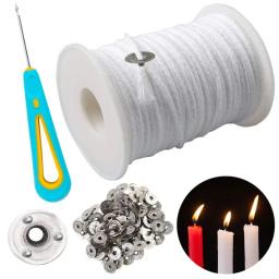 Kit de fabricação de velas para aromaterapia, castiçal, pavio de algodão, sem fumaça, cilíndrico, fio, DIY, vela Maker, 61m, 100pcs - Image 1