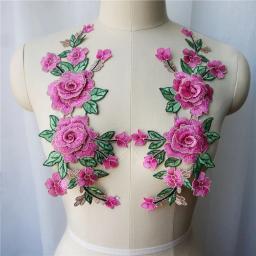 Bordado vestido laço tecido colar costurar patches, 3d flores, vermelho, rosa, azul, roxo, decoração do casamento, DIY, 2pcs - Image 6