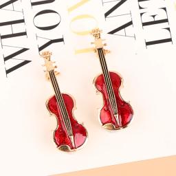 Elegante Violino Vermelho Pin Broches para Senhora, Cristal Strass, Instrumentos Musicais, Broche Pin, Acessórios de Jóias, Moda, 1Pc - Image 4