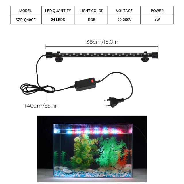 Lâmpada Submersível RGB para Aquário com Iluminação Decorativa - Várias Opções de Tamanho e Plugue EU