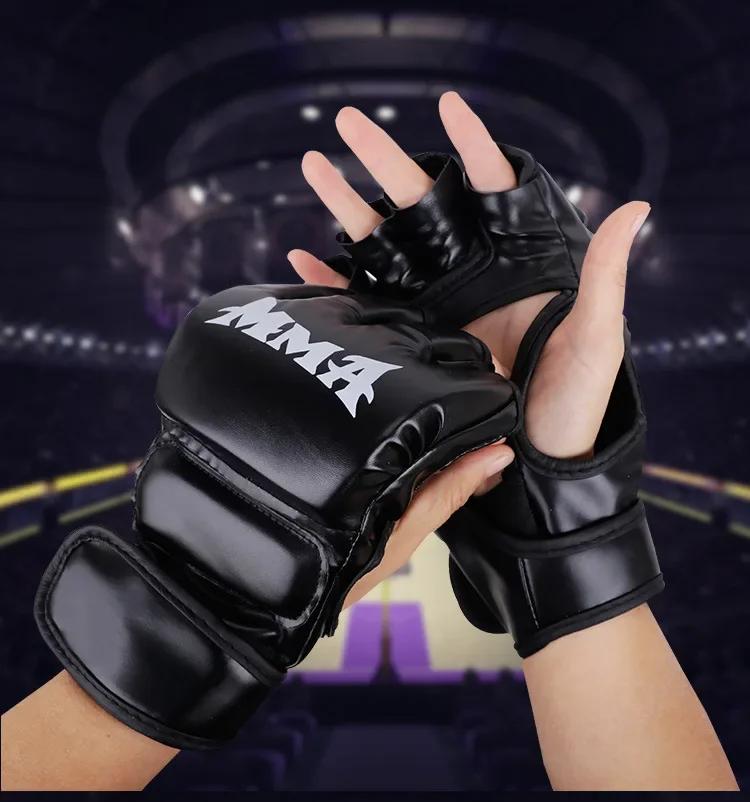 Luvas Profissionais De Treinamento De Boxe Para Adultos, Almofada De Couro Metade Do Dedo, Sanda Boxe, UFC Sandbag Knuckles - Image 1
