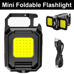 Mini lanterna dobrável com ímã, impermeável, recarregável, fonte de luz de 3 lados, luzes de trabalho, saca-rolhas com ímã - Image 1