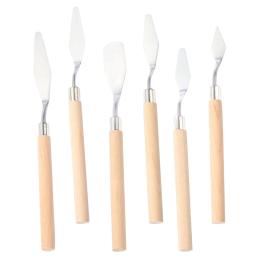 Raspador de tinta a óleo prático, espátulas práticas, agitação, cabelo curto, mistura de madeira, cortadores de pintura acrílica, estudantes, 6 pcs - Image 2