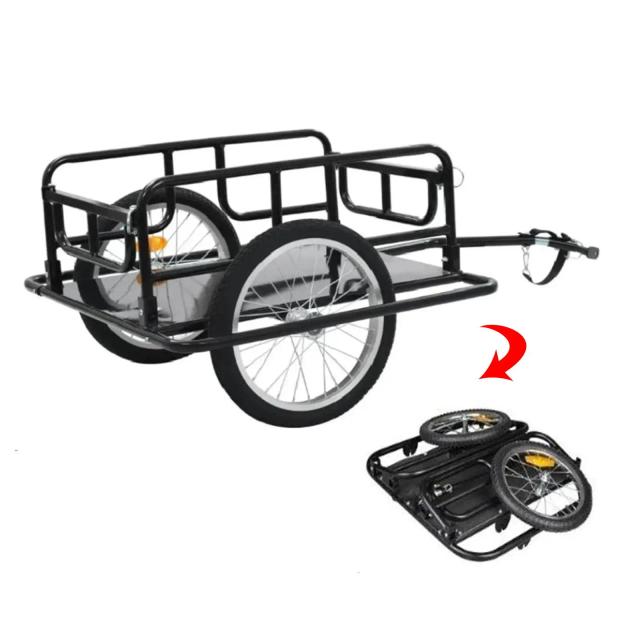Trailer de Carga para Bicicleta com Rodas de 15 Polegadas - Ferro e Aço Resistente - 50kg