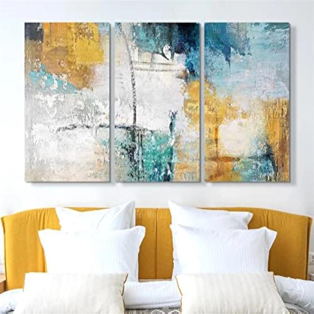 Lona Decorativa Abstrata em Óleo: Arte Turquesa, Cinza e Marrom para Decorar Suas Paredes