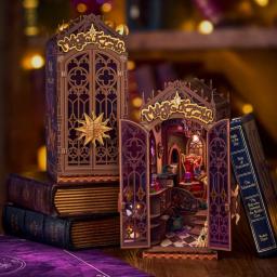 Robotime rolife livro nook kits magia fantasia canto diy booknook com luzes casa em miniatura kit 3d quebra-cabeça de madeira estante presente - Image 1