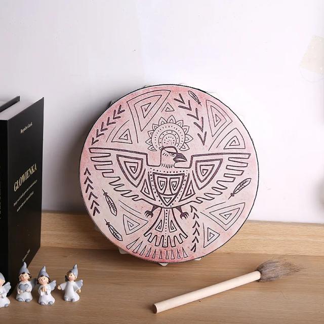 Tambor Xamânico Artesanal de 25cm com Design da Árvore da Vida - Música Espiritual e Conexão Profunda com a Deusa e Tradições Siberianas