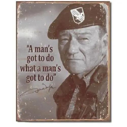 Placa de Metal Vintage John Wayne, Homem que Faz o que é Certo, Estilo Western Americano, Acabamento Envelhecido, Novo.