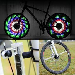 Luzes de roda de bicicleta impermeáveis, 64 LED, luz de bicicleta, motor programável, display RGB, lâmpada recarregável - Image 3