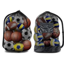 Saco de bola de malha grande cordão, saco de cordão para armazenamento, futebol, basquete, voleibol, sacos de treinamento, bolsa esportiva preta com alças - Image 2