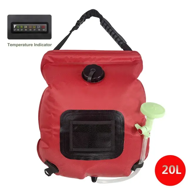 Saco de Água Portátil com Aquecimento Solar para Chuveiro de Camping - Ideal para Caminhadas e Escalada, Capacidade de 20L