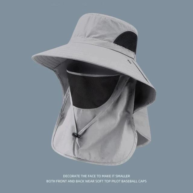 Chapéu de Sol de Verão Proteção UV Outdoor Caça Pesca Caminhada Acampamento Viseira Balde Chapéu Pescoço Aba Pescador