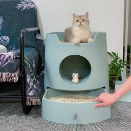 Caixa de areia para gatos multifuncional, para reduzir o espaço, com colcha reutilizável - Image 2