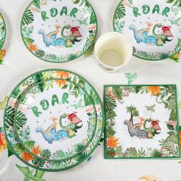 Dinosaur Birthday Party Supplies para crianças, balões, copos, placas, toalha de mesa, Talheres Set, Decorações - Image 5