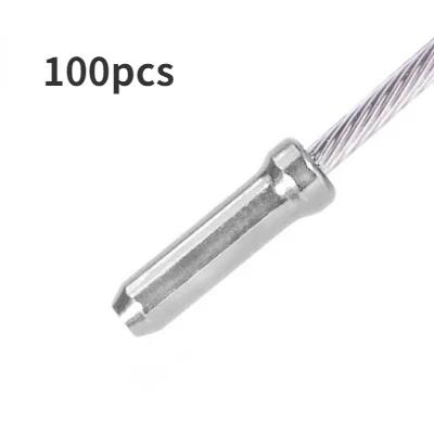 100 pçs linha de bicicleta tubo cauda tampas de extremidade linha de freio desviador mudança fio tampas dicas crimpagens mtb bicicleta tampa do cabo de freio - Image 1