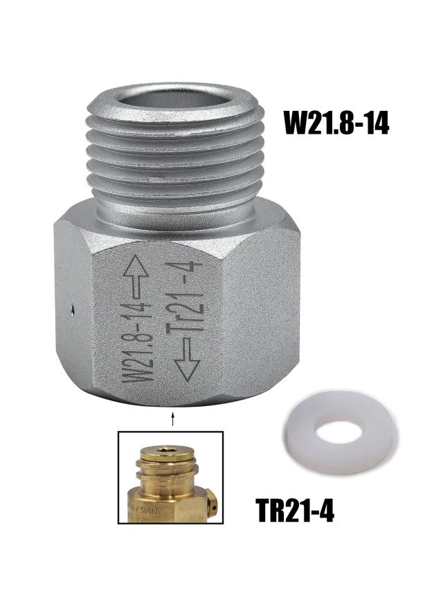 CO2 Cilindro Soda Água Acessórios, Converter Adaptador para Aquarium Fish Homebrew, Cerveja, Corny Keg Co2, TR21-4 to W21.8-14