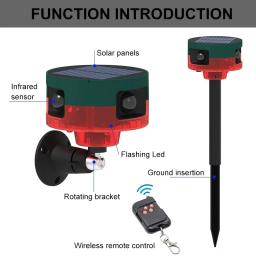Sensor de movimento infravermelho solar detector de alarme à prova dwaterproof água ao ar livre repelente animal alarme segurança 129db cão latido tiros som - Image 4