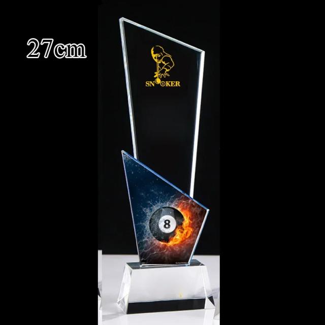 Troféu Personalizado de Resina Cristal Preta - Escultura de Bilhar para Decoração e Coleção Sports Awards