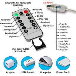 Luzes de cortina LED com controle remoto, USB, adequado para casa, quarto, casamento, festa, janela, parede, Dia das Bruxas, Decoração de Natal, 1 Pc - Image 6