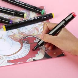 Caneta Pincel com Marcadores de Arte Baseada em Álcool, Cabeça Dupla, Canetas para Desenho Manga, Suprimentos Esboço, 24 Cores, 36 Cores, 48 Cores, 60 Cores, 80 Cores, 168 Cores - Image 6
