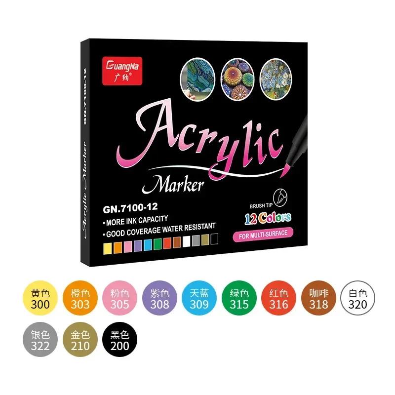 Caneta Acrílica Premium Paint, Marcador para Caligrafia, Graffiti, Manga, Vidro, Madeira, DIY, Desenho artístico, Papelaria, 12 cores, 60 cores - Image 1
