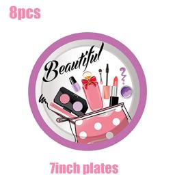 Spa-Make Up Theme Talheres descartáveis, suprimentos para festa, copos, placas, adesivos, balões, perfeito para meninas, decoração de aniversário - Image 4