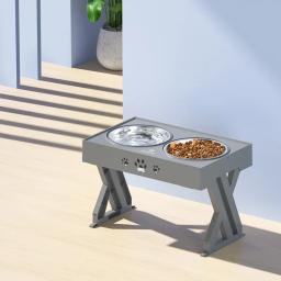 Alimentador de aço inoxidável para cão e gato, elevação de água, mesa de jantar, duplo dobrável e ajustável, antiderrapante Pet Supplies - Image 5