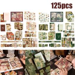 Kit Retro Scrapbook com Caixa de Presente, Decoração DIY, Notebook Vintage, Cartão Diário, Scrapbook Suprimentos, Artesanato, 125Pcs - Image 2
