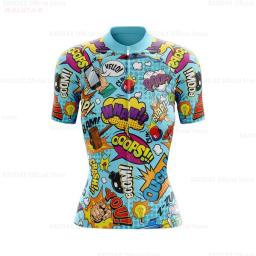 Engraçado explosivo quadrinhos das mulheres conjunto camisa de ciclismo dos desenhos animados anime roupas ciclismo camisas da bicicleta estrada terno mtb ropa maillot - Image 4